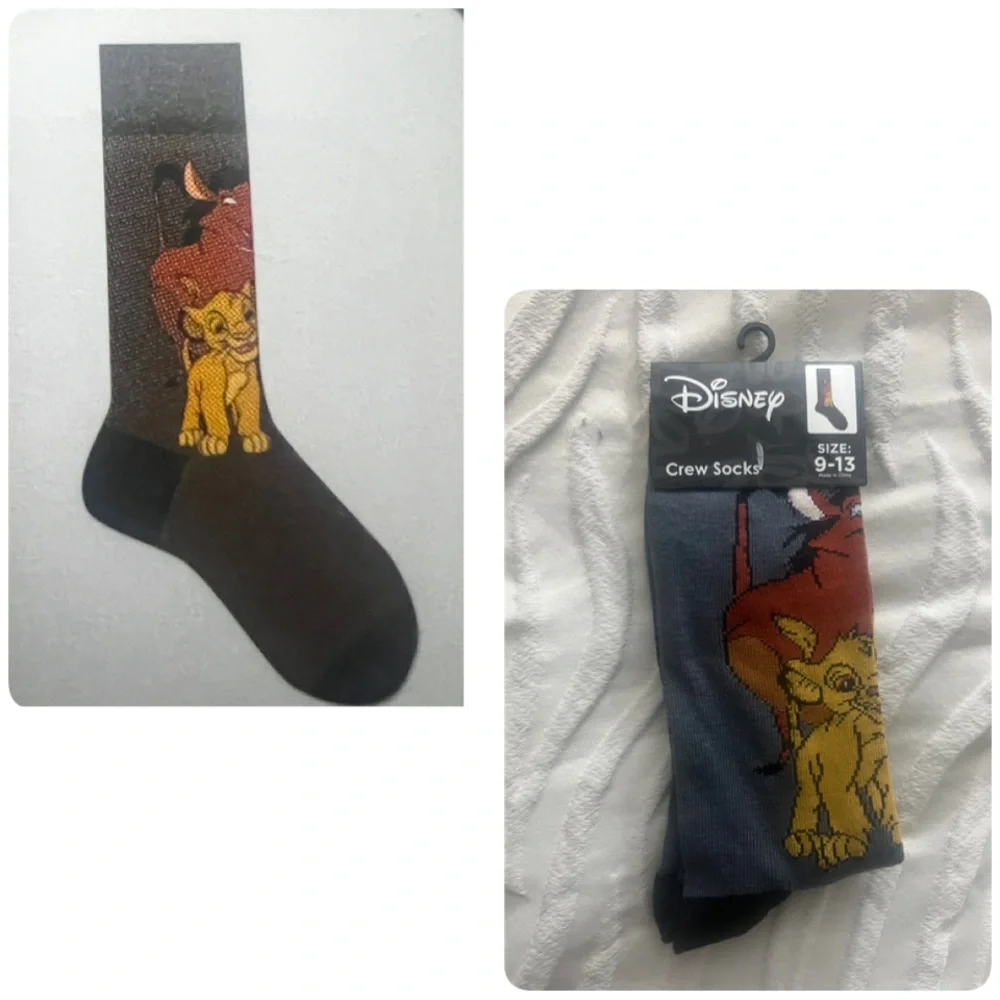 Disney Lion King Gray Crew Unisex‎ Socks